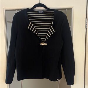 Saint James Nautical Knot Closure Navy Wool Cardigan Vintage
